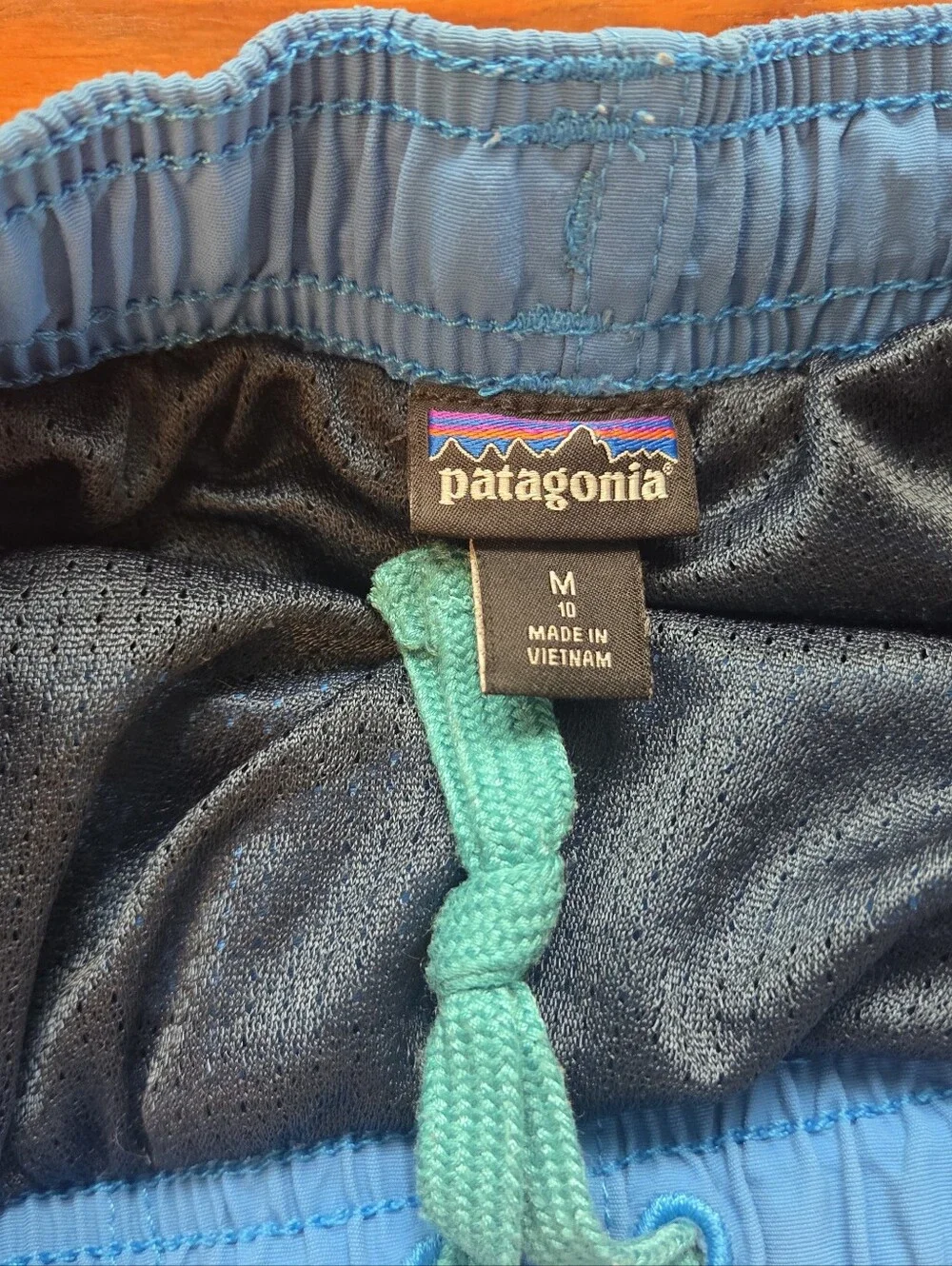 Patagonia Boys Size 10 Swim Shorts Trunks Lined Drawstring Blue Kids Baggies